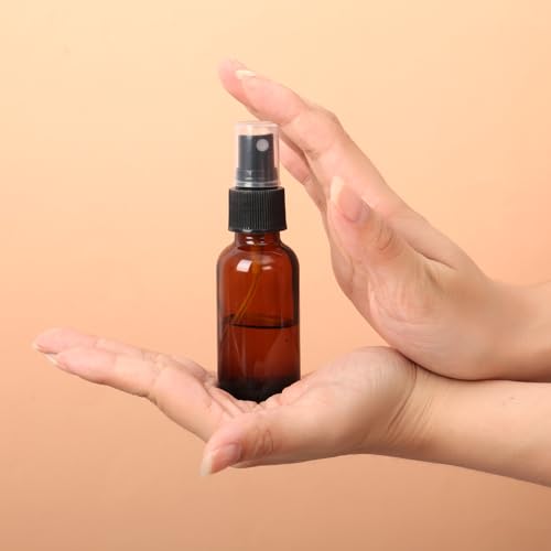 STARSIDE 24-Pack 1oz Amber Glass Spray Bottles with Fine Mist Sprayer | 30ml Glass Travel Bottles for Essential Oils, Cleaning Solutions, Perfumes & Liquids, Sample; Includes Funnels, Labels, Brush - size: S