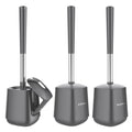 SetSail Toilet Brush and Holder 3 Pack, Self Closing Lid Toilet Bowl Brushes Holder Extra Long Handle Ventilated Toilet Brush Set for Bathroom Cleaning, Nylon Bristles, Grey - color: Gray, size: 3 packs
