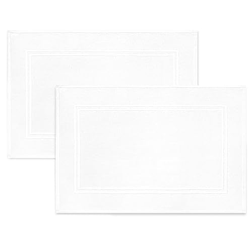 Tens Towels Pack of 2 Bath Mats 100% Cotton, 20 x 32 Inches, Super Absorbent, Hotel Quality Premium Floor Towels, Luxurious, Soft & Quick Dry, Not a Bathroom Rug, White - color: White