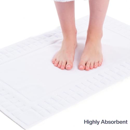 Turkish Cotton Bath Mat Set of 2-100% Turkish Cotton 21x34 inch Bathroom Floor Towel Mat (Not Rug) - Absorbent 900 GSM Hotel Spa Quality Floor Towels - Machine Washable Quick Dry - color: White (Hera Design)