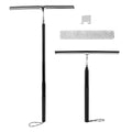 Shower Squeegee with Long Handle, 17-60" Telescopic Window Squeegee with Streak-Free Silicone Blade, Adjustable Cleaning Tool for Glass Doors, Shower Walls, Tile, Car Windshield