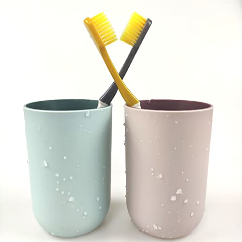 Unbreakable Reusable Drinking Cups Set of 2 Colors, Plastic Toothbrush Cup Tumblers 300 ml/10.5 oz, Dishwasher Safe (Light blue & Light pink) - color: Light blue & Light pink