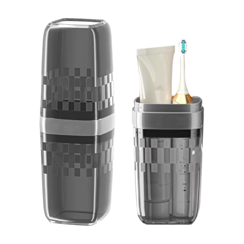 Black Portable Travel Toothbrush Holder Case with Cover | Portable covered toothbrush travel case, durable storage carrier for bathroom, school, business travel use, neat black design - color: Black