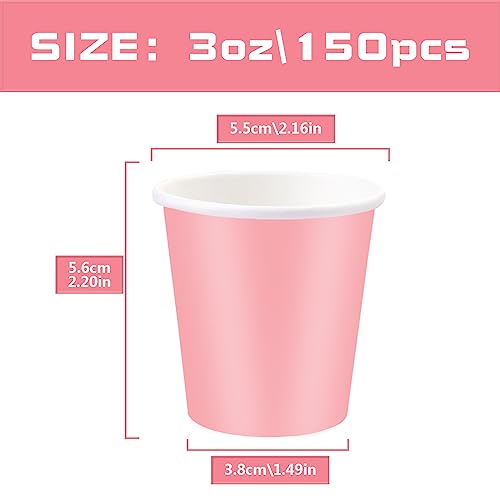 150 Pack 3oz Pink Paper Cups,Mouthwash Cups, Disposable Bathroom Cups,Small Paper Cups 3oz Ideal for Bathroom,Supermarket,Birthday Party,Picnic and BBQ - color: Pink, size: 150 Count