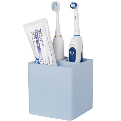 Diatomite Toothbrush Holders Tooth Brush Organizer - Blue | Water-Absorbent Material, 3 Slots for Electric Toothbrush and Toothpaste, for Bathroom Countertop, Shower, Vanity - color: Blue