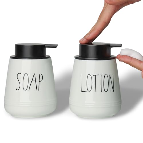 Ceramic Soap Dispenser Set, 13oz Wash Soap Dispenser (Foam-Soap & Lotion) - color: Foam-soap & Lotion