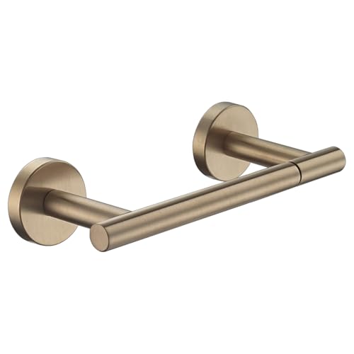 JQK Champagne Bronze Toilet Paper Holder, 7.5 Inch Double Post Pivoting Tissue Holder for Bathroom Wall Mount, 304 Stainless Steel Hold Mega Rolls, TPH150-CB - color: Champagne Bronze