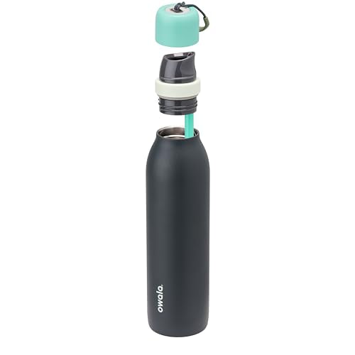 Owala FreeSip Twist Insulated Stainless Steel Water Bottle with Straw for Sports and Travel, BPA-Free, 24-oz, Blue/Grey (Foggy Tide) - color: Foggy Tide, size: 24 Ounces