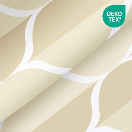 Yiatn No Hook Ivory Luxury Double Shower Curtain with Snap in Fabric Liner Set-Hotel Style with See Through Mesh Top Window, Modern Geometric Waterdrop Design,71x74 INCH - color: Ivory, size: 71"W x 74"L (Pack of 1)