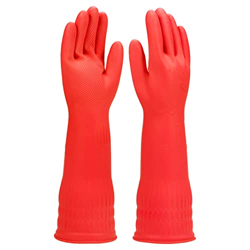 Rubber cleaning gloves 1 or 3 Pairs for kitchen,Cotton Lining,Dishwashing gloves long with lined,Reuseable. - size: Medium (Pack of 1), style: 1