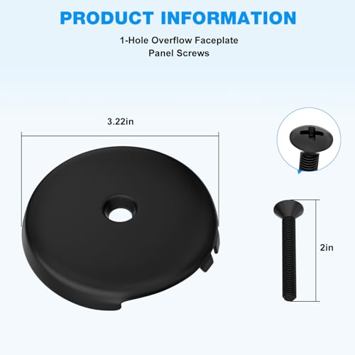 Bathtub Overflow Drain Cover-Single Hole Tub Bathtub Drain Cover | Fits Most Standard Overflow Drain Cover Bathroom Tub 3-1/8" - Matte Black