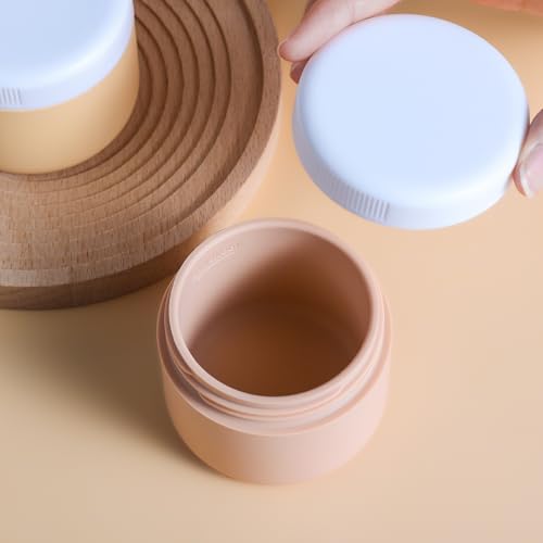 Kuangre Travel Containers for Toiletries, Silicone Cream Jars BPA-Free, Leak-proof 3oz Travel Size Containers, Portable Size Silicone Jars with Lid for Cosmetic Face Hand Body Cream (4 Pack) - color: Apricot, size: 3 Ounces