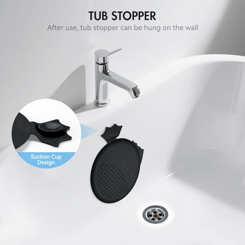 TRAPMATE Tub Stopper Bathtub Drain, Patented 5.9" Silicone Drain Plug Cover for Shower, Bath, Kitchen Sink, 3 Pack, Black - color: Black