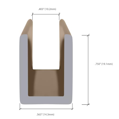 Brixwell SDCD38ABRS-CCP4 Antique Brass 3/8" Fixed Panel Shower Door Deep U-Channel - 4 inch Sample - color: Antique Brass, size: 4 Inch - Sample