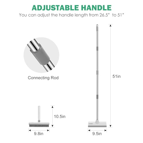 SetSail Floor Scrub Brush and Grout Brush with 51-Inch Long Adjustable Handle 2 in 1 Scrape Brush Stiff Bristle Floor Scrubber for Cleaning Shower Bathroom Garage Kitchen Deck Tub Tile, Grey White - color: Grey White, size: 10in+V-shaped brush
