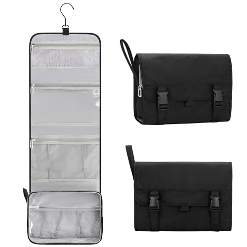 Relavel Travel Hanging Toiletry Bag for Men Women Travel Kit Shaving Bag Waterproof Large Makeup Bag Wash Bag Makeup Organizer Cosmetic Case for Bathroom Shower Black - color: 01 Black, size: Large