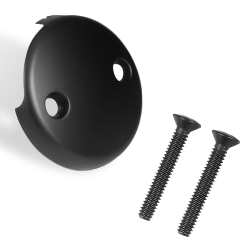 Two-Hole Tub Overflow Drain Cover, 3-1/8" Bathtub Drain Cover with Two Matching Screws, Fits Most Standard Overflow Drain Cover Bathroom Tub (Matte Black) - color: Matte Black