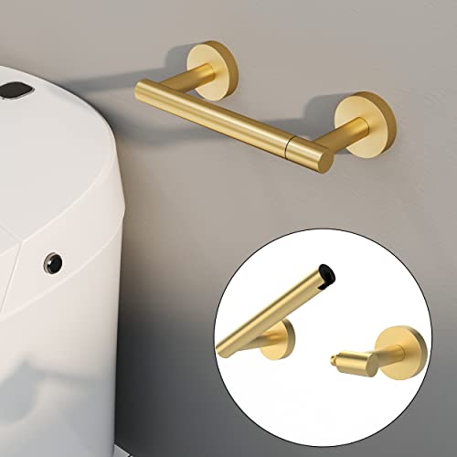 RARXTR Gold Toilet Paper Holder SUS304 Stainless Steel Double Post Pivoting Toilet Paper Roll Holder Wall Mounted Toilet Tissue Holder for Commercial Bathroom RV Brushed Brass Finish - color: Brushed Gold, size: Wall Mount