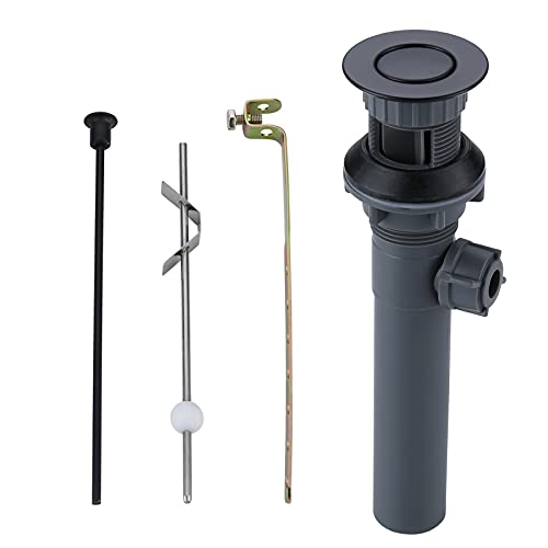 ARCORA Sink Drain with Overflow, Bathroom Sink Stopper with Lift Rod, Matte Black Drain for Vessel Sink - color: Black-1 Pack, style: Lift Rod With Overflow