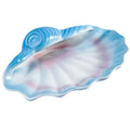Ceramic Shell Soap Dish (7.7 x 5.3 in), Seashell Soap Holder Tray for Bathroom Shower Sink, Blue Shell Trinket Tray for Jewelry Rings Keys, Vanity Counter Organizer