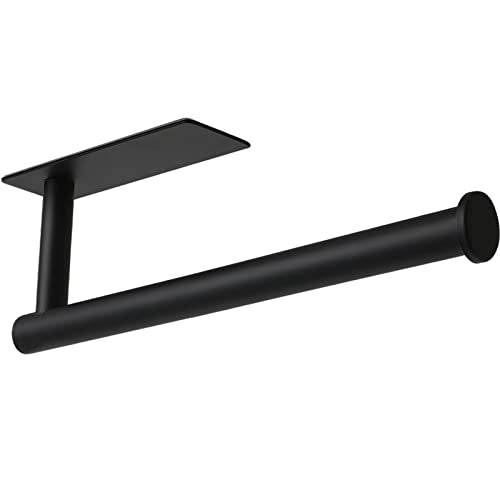 theaoo Paper Towel Holder - Under Cabinet Paper Towel Holder for Kitchen, Adhesive Paper Towel Roll Rack for Bathroom Towel, Wall Mounted Matte Black Paper Towel Rack, SUS304 Stainless Steel(1, Black) - color: Black