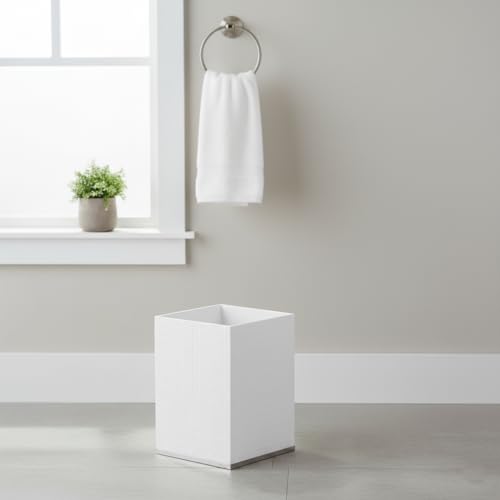 Creative Scents Estella Waste Basket for Bathroom 1.98 Gal / 7.5L - Small White Bathroom Trash Can - Decorative Small Garbage Can - Durable Space Friendly Wastebasket - style: Trash Can