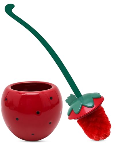 Deep & Sturdy Toilet Bowl Brush with Holder - Strawberry Bowl Brush - Durable Scrubbing - Toilet Cleaners - Household Essentials - Bathroom Cleaner - Cleaning Supplies - Household Supplies - color: Strawberry