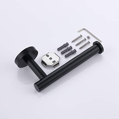 TASTOS Matte Black Toilet Paper Holder SUS304 Stainless Steel, Modern Round Tissue Roll Holders Wall Mount, Toilet Paper Roll Dispenser Bathroom 5 inch TP Holder for Kitchen Washroom - color: Matte Black