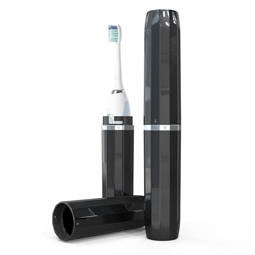 Long Ventilated Electric Toothbrush Travel Case, Portable Holder, Fits Most Standard Straight Electric Toothbrushes (Black) - color: Black