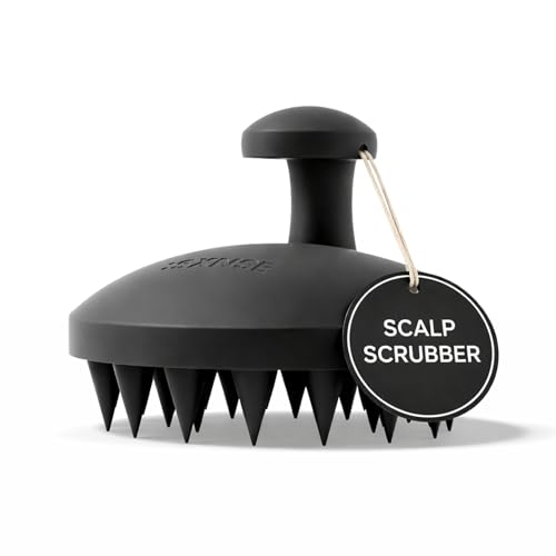 SXNSE - Revive Silicone Scalp Massager, Jet - Manual Hair & Scalp Scrubber for Dandruff, Buildup, Itch, & Hair Growth - Soft Exfoliating Silicone Bristles for Wet & Dry Hair, Flake-Free Finish - color: Jet