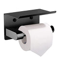 Self Adhesive Toilet Paper Holder with Phone Shelf Stainless Steel（Black Wall Mounted Toilet Paper Roll Holder - Rustproof and Bathroom Washroom Tissue Roll Holder with Storage Shelf, GZJJ-1 - color: Black