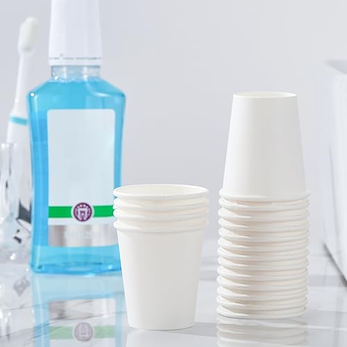 SIUQ 300 Pack 5 oz Paper Cups, White Disposable Paper Cups, Small Bathroom Mouthwash Cups, Hot/Cold Drinking Cup for Bathroom, Home, Party, Office, Picnic, Travel - color: 300pack-5oz
