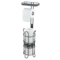 Toilet Paper Holder Free Standing, Adjustable Height, Tissue Paper Roll Dispenser with Shelf for Bathroom Storage Holds Reserve Mega Rolls Black - color: Black