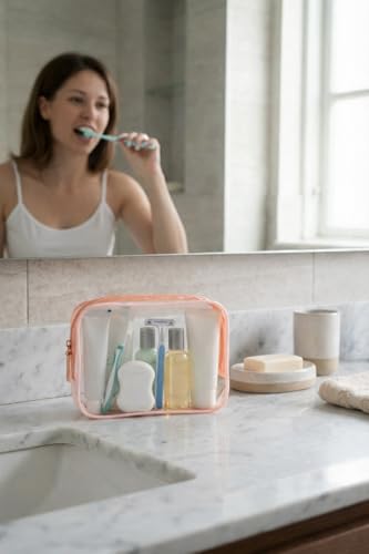 Buminee Clear Pouch Small, Makeup Bag, 6.6"x2.3"x4.7" TSA Approved Toiletry Bag, Clear Travel Bags for Toiletries, Cosmetic Bag for Women-9 Pack - color: mixed 9 color