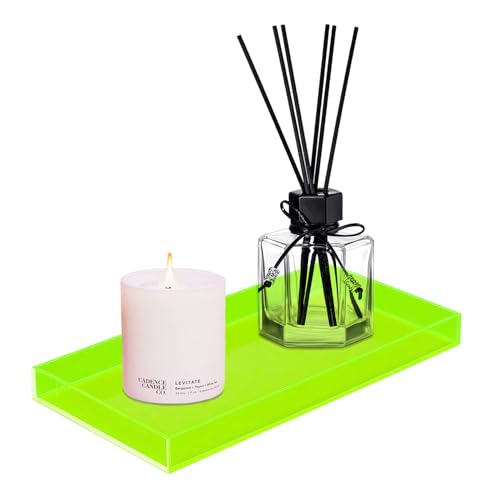 ROYALITA Acrylic Tray Bathroom Tray for Countertop, Guest Towel Holder Tray for Napkin Perfume Jewelry Makeup, Vanity Trays for Soap Dispenser, Aromatherapy, Cup & Candle, Green - color: Green
