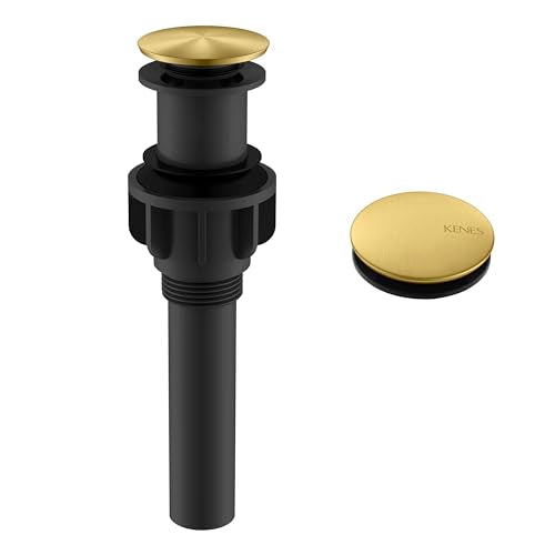 KENES Bathroom Vessel Sink Pop Up Drain Without Overflow Assembly, Lavatory Vanity Sink Drain Stopper, Anti-Clogging Drain Strainer, Brushed Gold, KE-P300A-4 - color: Brushed Gold, size: Big Pop up Cap (Without Overflow)