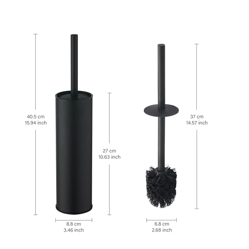 Toilet Brush and Holder Set Premium Material Toilet Bowl Cleaner Free Standing Toilet Bowl Brush and Holder - color: Matte Black