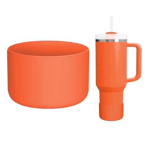 WUQID Silicone Boot Sleeve Compatible with Hydro Flask Travel Tumbler with Handle 32oz&40oz and 12-24oz Hydroflask Bottle & Stanley 20 30 40oz Tumbler, Fit 2.83-2.95in Bottom, Anti-Slip Bottle Cover - color: Tigerlily Plum