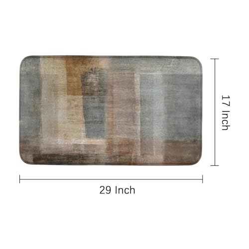 Brown Grey Rustic Abstract Vintage Farmhouse Bath Rug, Non-Slip Microfiber Soft Plush Modern Bathroom Mat Carpets Floor Mat for Bedroom Kitchen Bathroom Toilet 17x29 Inch - color: Grey