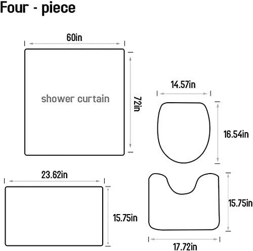 Teal Rose Shower Curtain Set Bathroom Rugs Flower Aqua Bath Mat Non-Slip Soft Toilet Lid Cover Absorbent Bath Rug Kitchen Floor Carpet 60x72 Inch - color: Teal