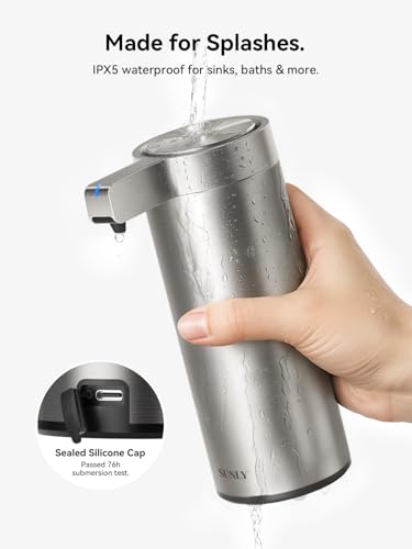 SUNLY Automatic Foaming Soap Dispenser Touchless – Clog-Free Pump, 0.2s Fast Sensor, USB-C Rechargeable, Smudge-Resistant Stainless Steel, for Kitchen & Bathroom Soap Dispenser - color: Silver (Foaming)