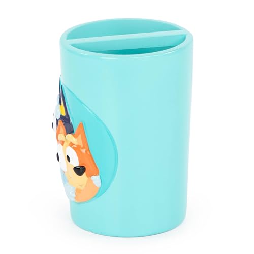 Jay Franco Bluey Toothbrush Holder - Blue Resin Pencil Holder/Bathroom Tumbler Features Bluey & Bingo - Fun Toothbrush Holder for Kids - color: Blue - Bluey