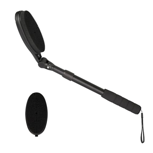 EASACE Back Scrubber for Shower, Soft Silicone Bath Body Brush with Long Handle, Adjustable Head with 1 Extra Replacements
