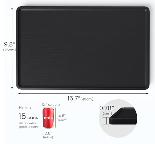 VERTORGAN Bamboo Serving Tray,15.8x9.8 Inch Decorative Trays Platter for Coffee Table,Living Room,Bar,Party,Mini Charcuterie Boards Cheese Board,Home Decor（Black） - color: Black, size: 15.7" x 9.8" x 0.8"