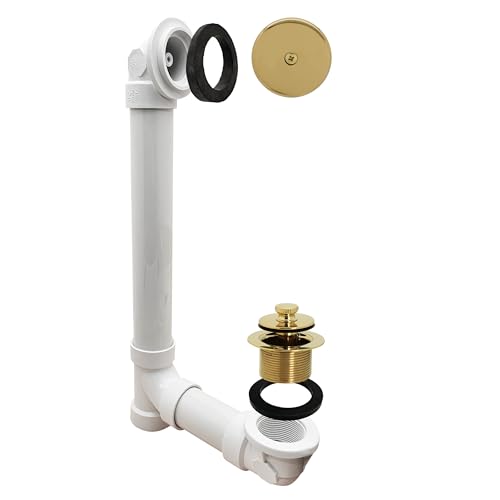 Westbrass Pull & Drain Sch. 40 PVC Bath Waste with One-Hole Top Elbow, Polished Brass, D49721-03 - color: Polished Brass, size: 1 Pack