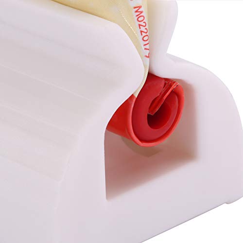 XYKEEY Toothpaste Tube Roller - Manual Squeezer Tool, Toothbrush Squeezers, Clip Holder Stand Winder (Red) - color: Red