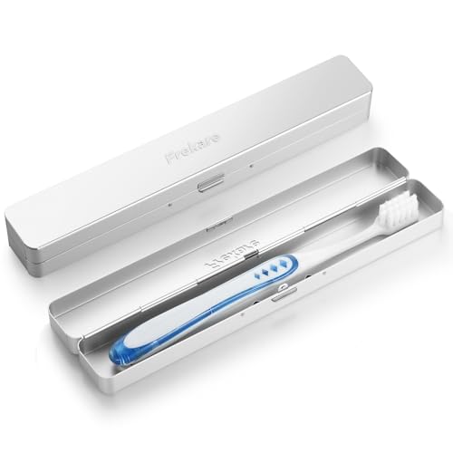 Frekare Toothbrush Travel Case Aluminum, Manual Tooth Brush Holder for Traveling, Portable Toothbrush Container for Bathroom, Camping, Business Trip, School (Silver) - color: Silver, size: 1 Pack