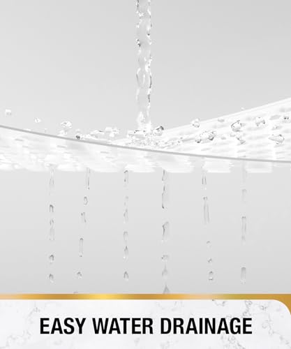 HITSLAM Shower Mat Anti Slip, Square Bath Mat for Tub Non Slip with Suction Cups and Drain Holes, 21x21 Inch Bathroom Shower Stall Floor Mat, Machine Washable, Soft on Feet, White - color: White, size: 21" x 21" (Square)
