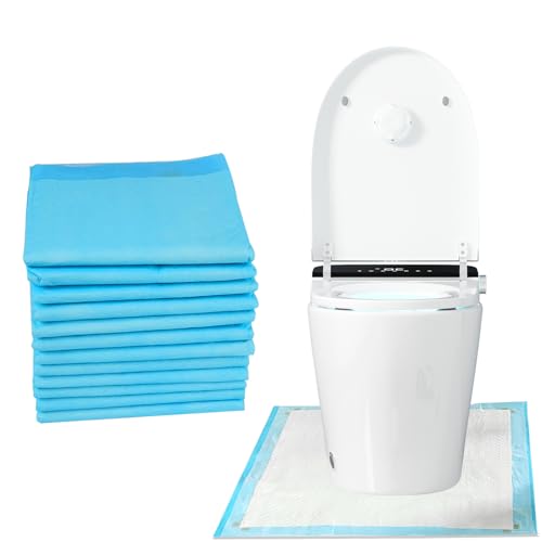 25 Pack Disposable Toilet Mats Absorbent Toilet Floor Protector from Urine U-Shape Toilet Training Rug Waterproof Non-Slip Bathroom Potty Training Mats for Children Adult (Blue)
