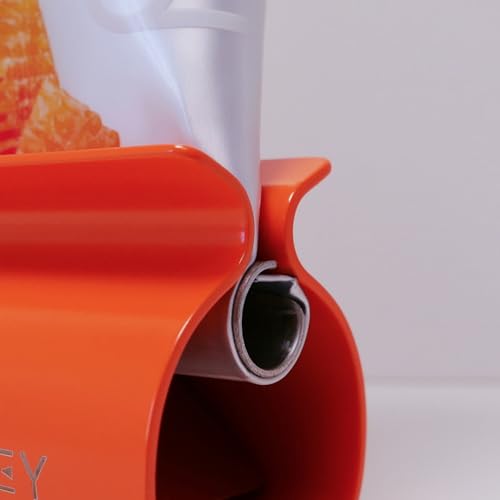 XYKEEY Set of 2 Toothpaste Squeezer Rollers, Metal Toothpaste Tube Wringer Seat Holder Stand (Orange) - color: Orange